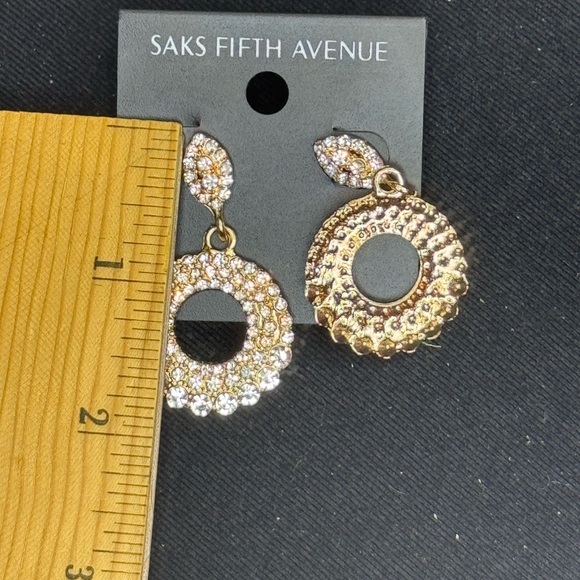 Saks Fifth Ave Marquise Shape Crystal Post With Drop Hoop Pave Earrings - Picture 5 of 5